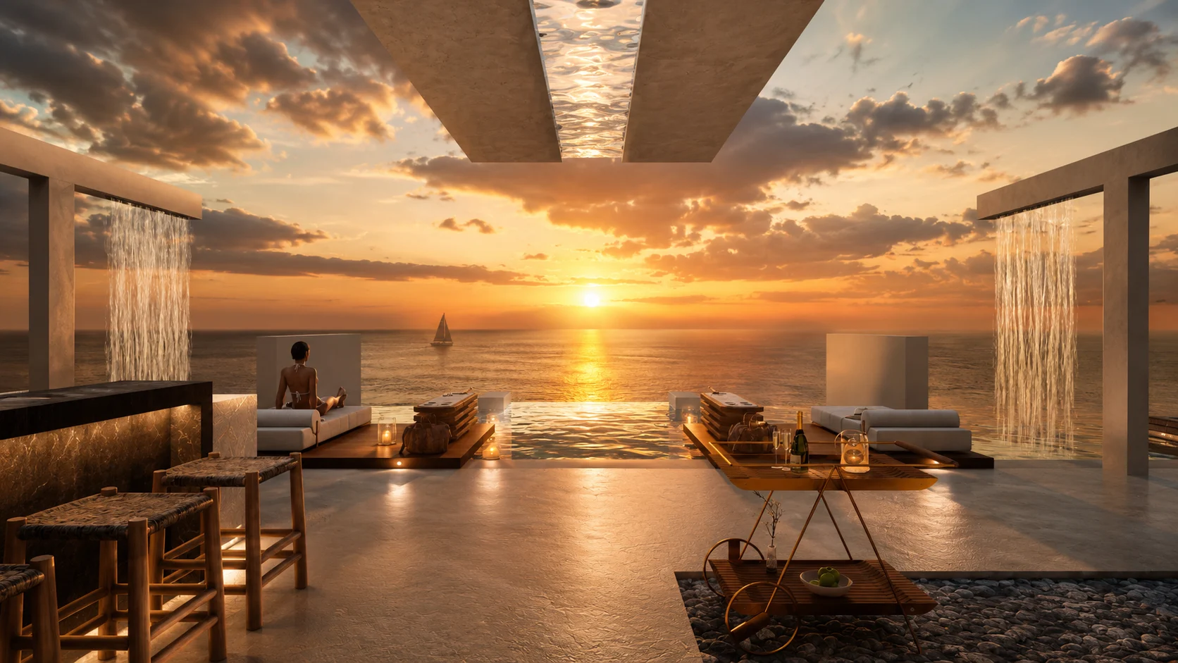 Rooftop de Existence Cozumel al atardecer