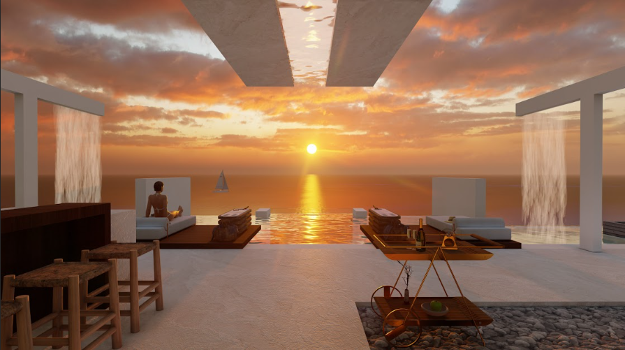 Vista atardecer desde el edificio Existence Cozumel