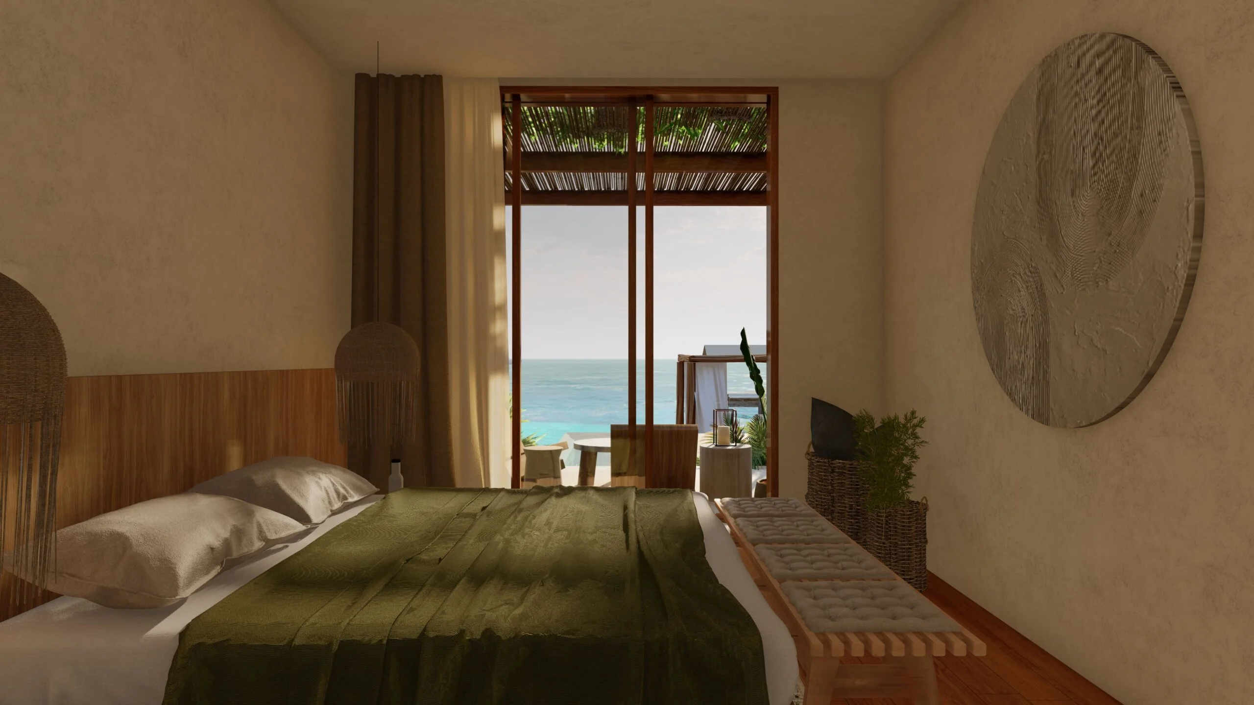 Vista Interior Recamara Bedroom Interior View 2 Bahia Tulum Departamentos En Tulum