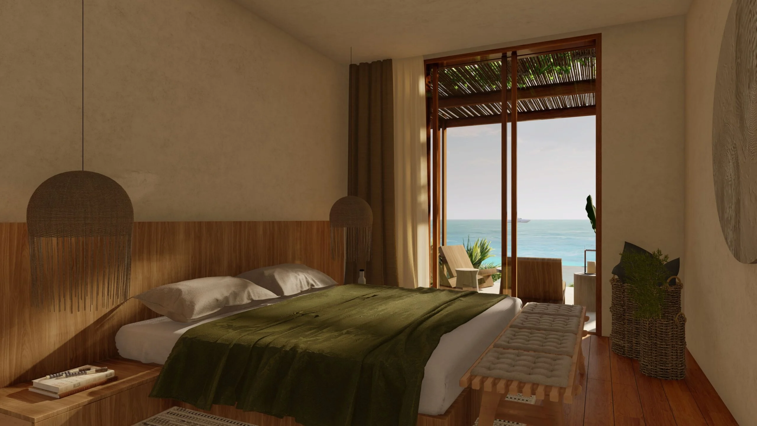 Vista Interior Recamara Bedroom Interior View Bahia Tulum Departamentos En Tulum