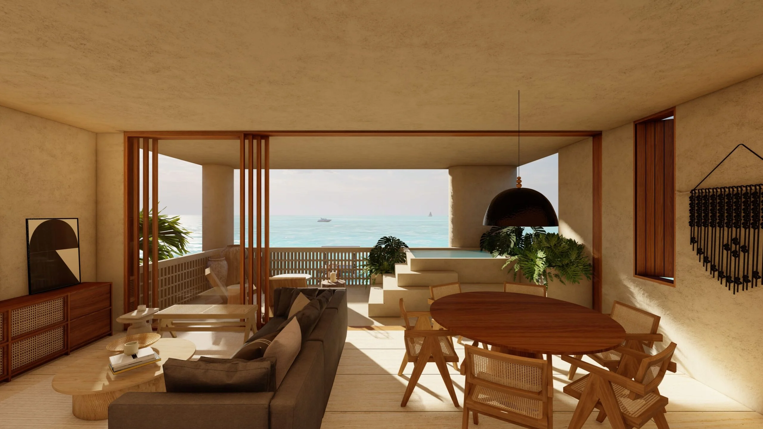 Vista Lateral Segundo Nivel Side View Of The Second Floor Bahia Tulum Departamentos En Tulum