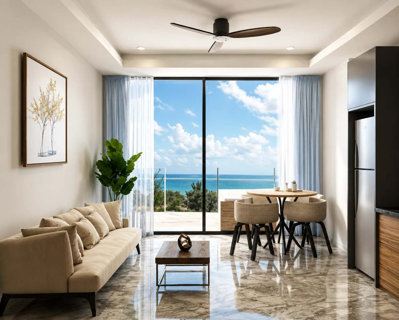 Interior Smart Home de THEA Condos con vista al mar
