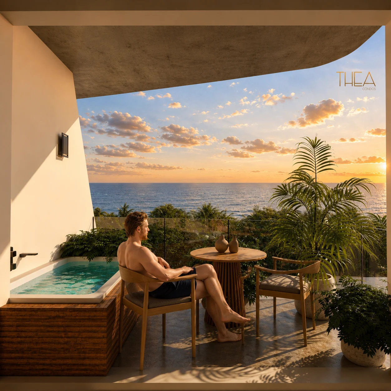 Jacuzzi privado en una residencia de THEA Condos