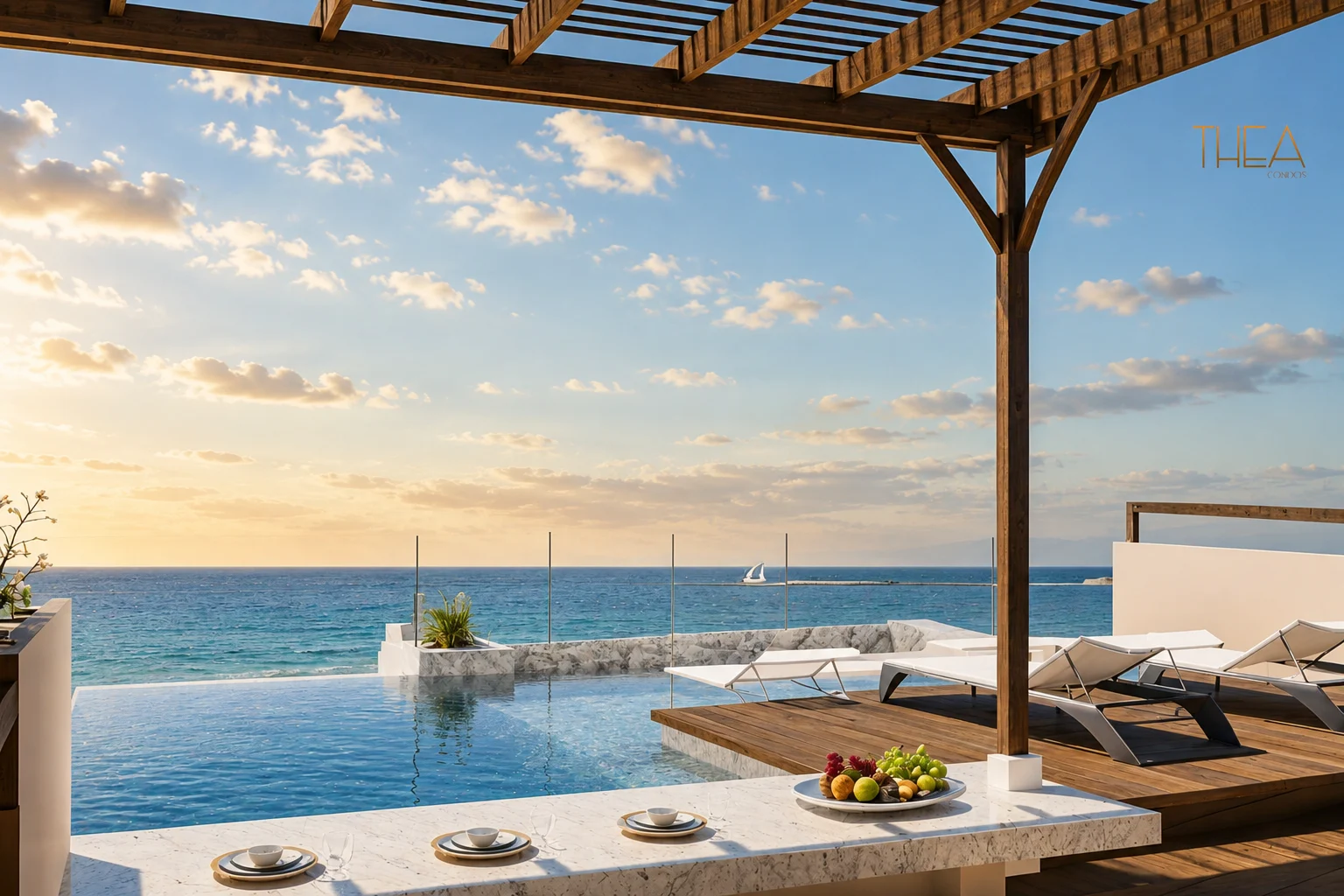 Rooftop de THEA Condos con vista al mar en Puerto Morelos