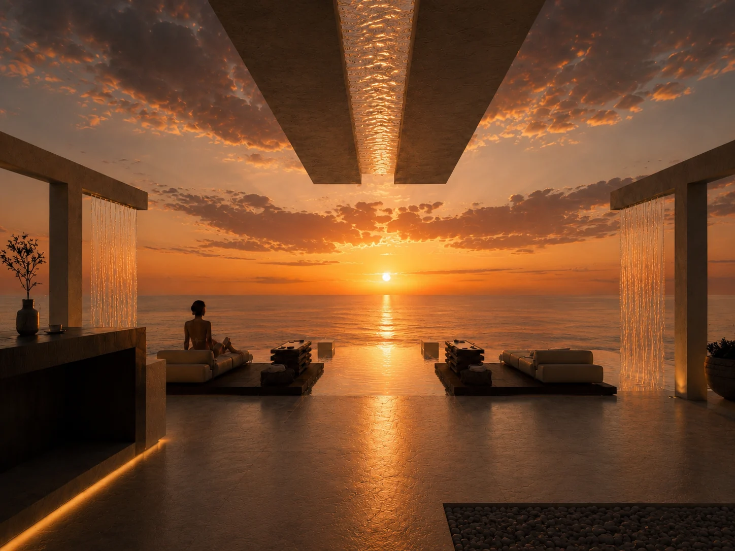 Rooftop de Existence Cozumel al atardecer