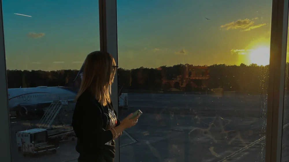 Atardecer, espera de vuelo